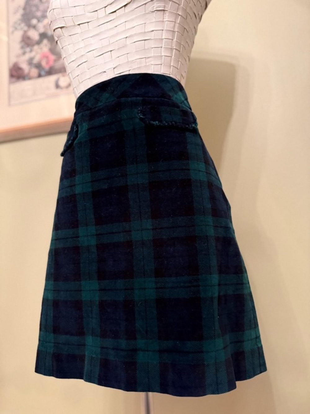 Talbots Black Watch Plaid  A-Line Skirt 4P Petite